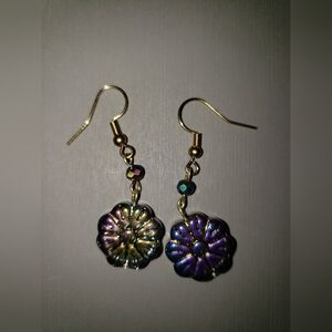 Iridescent Flower Drop Earrings